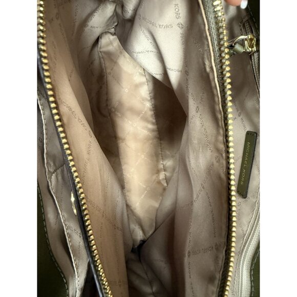 Michael Kors Savannah Large Leather Satchel Purse Green - Picture 9 of 16